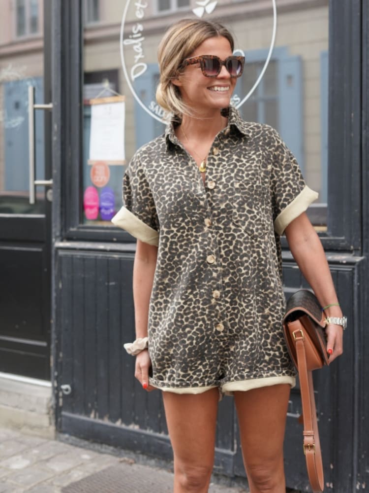 Sophie | Chic Collared Waist-Tie Romper for Women