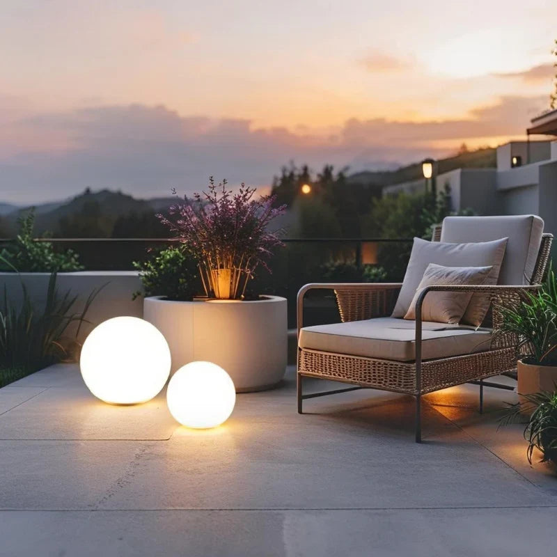 Spherical LED Garden Light 12 to 25 cm | 16-Colour Remote Control, USB Rechargeable | Weather-Resistant, Solar Powered Option 3