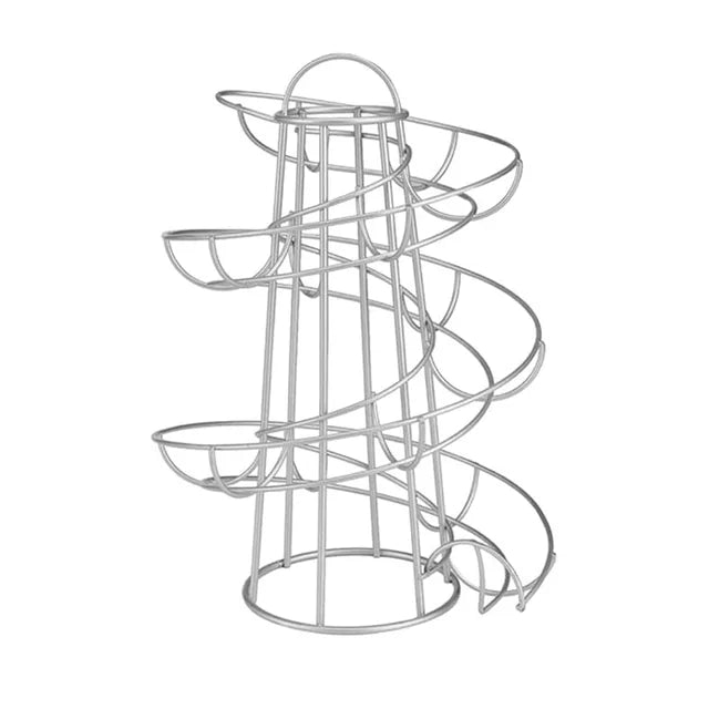 Spiral Egg Rack | Rolling Coil Track, Tapered Open Frame