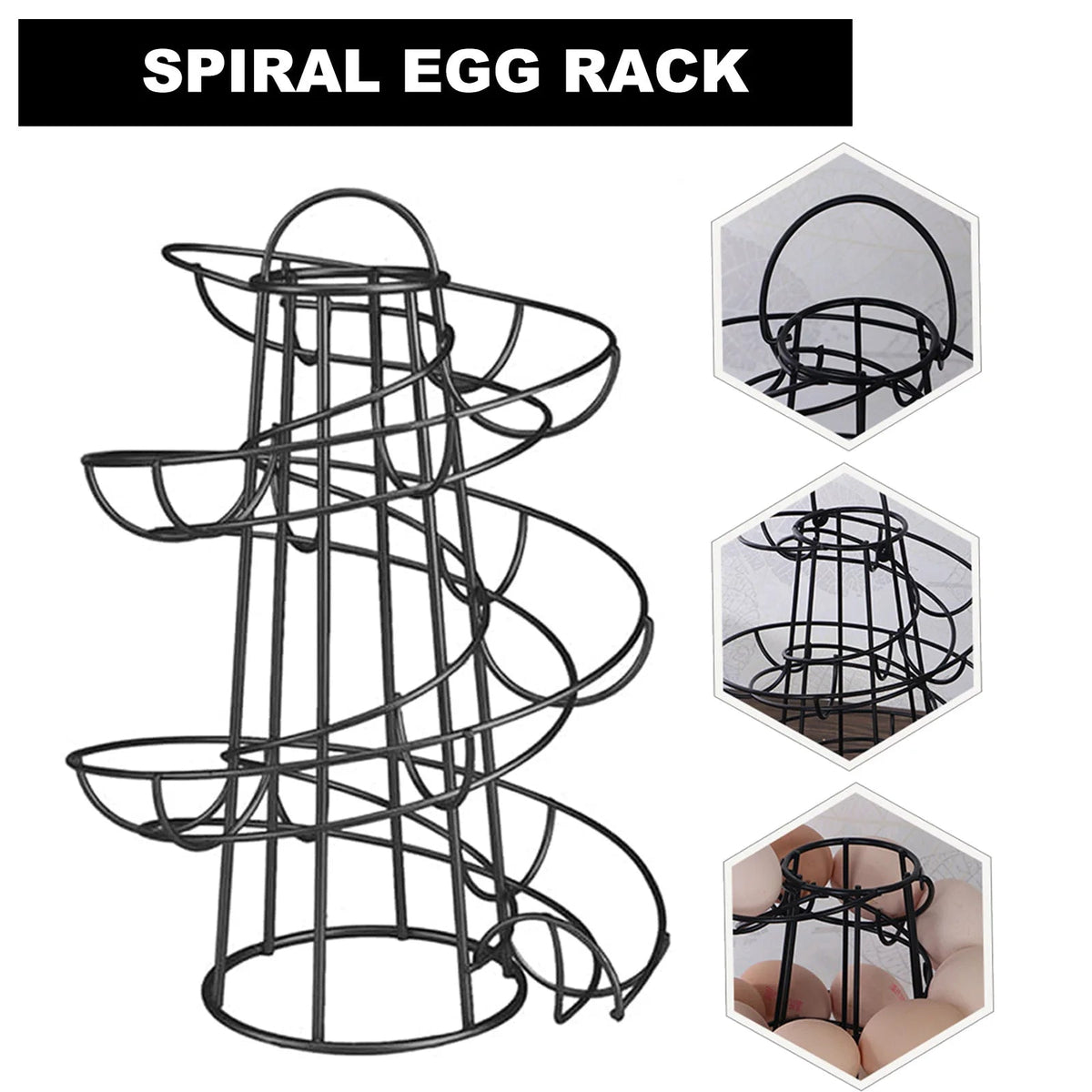 Spiral Egg Rack | Rolling Coil Track, Tapered Open Frame