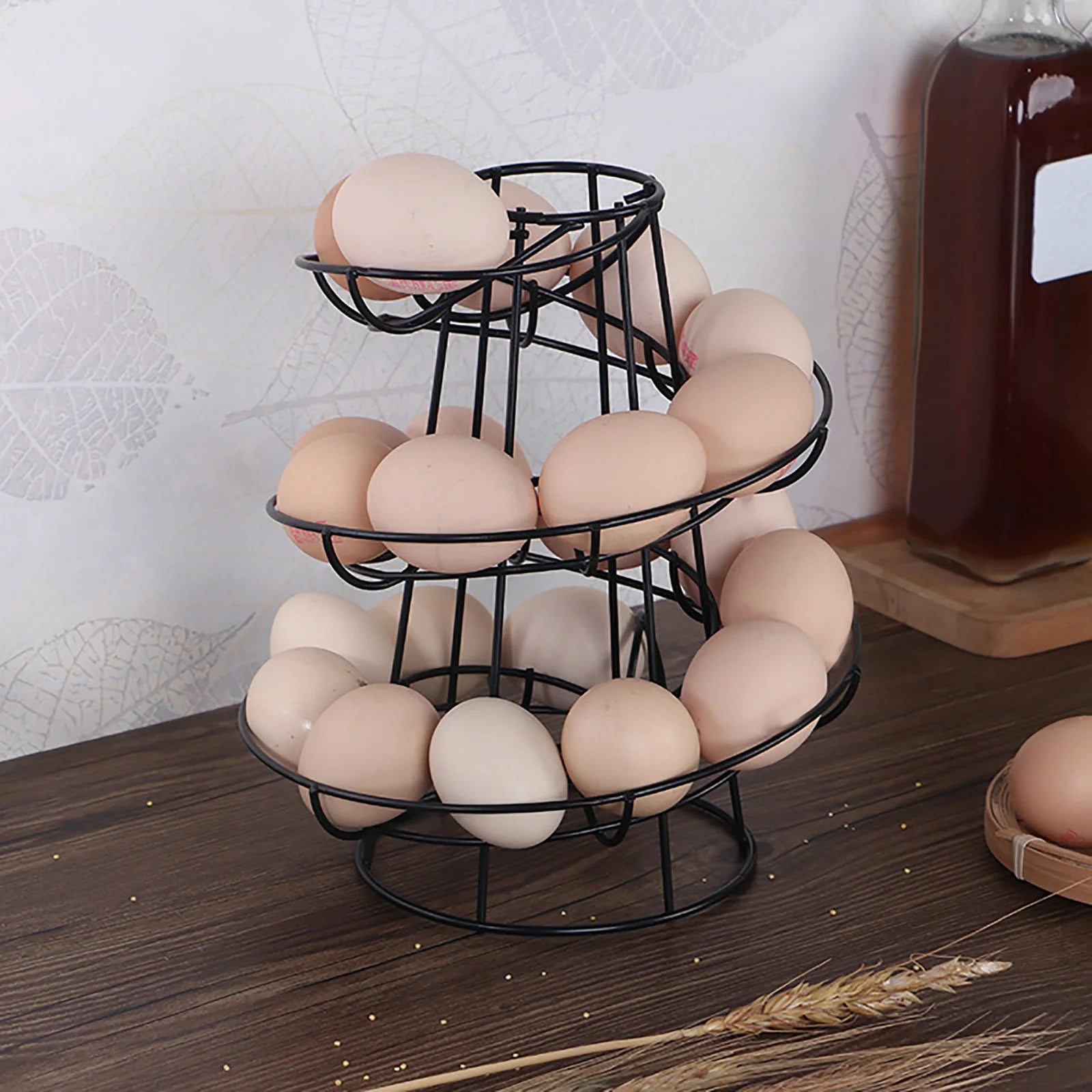 Spiral Egg Rack | Rolling Coil Track, Tapered Open Frame