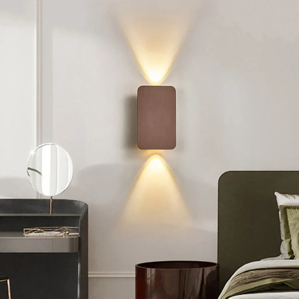 Square Wall Sconce Aluminium | Dual-Head Up and Down LED Lighting | Energy-Efficient Modern Wall Light for Hallways and Bedrooms