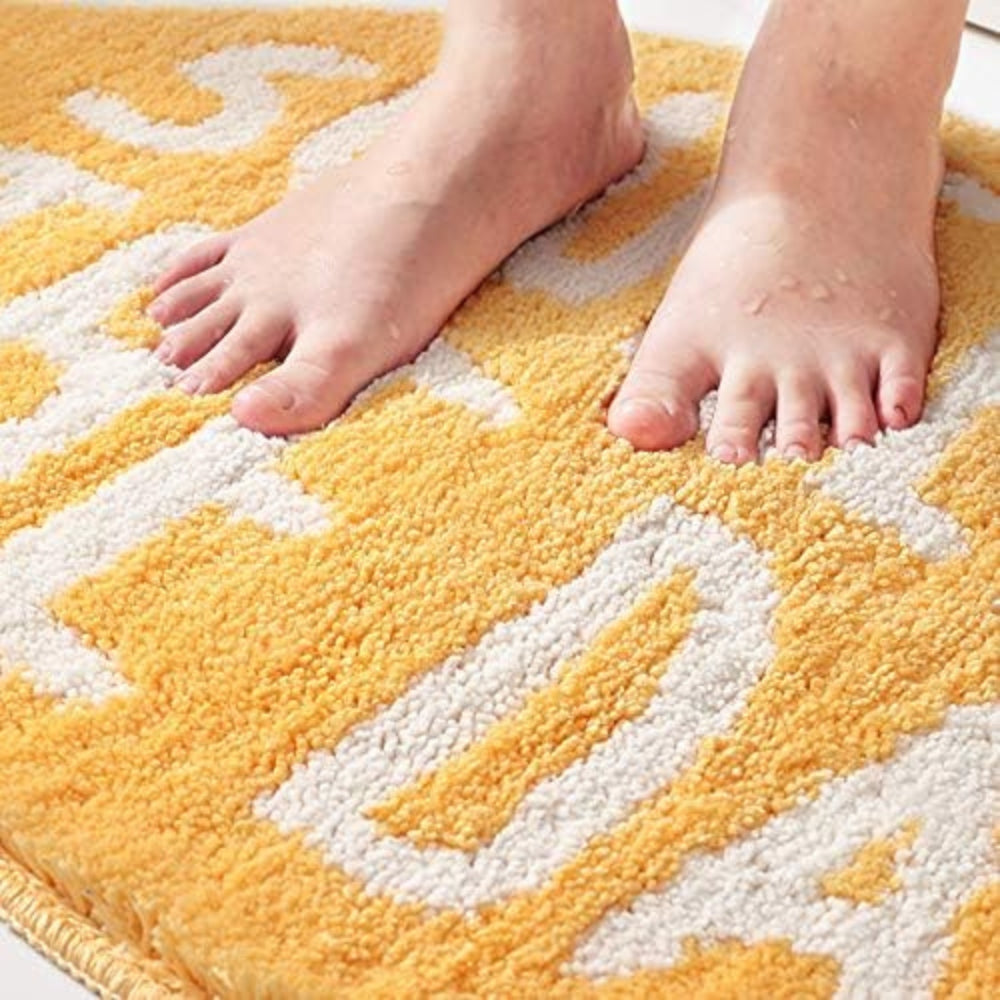 Squeeze The Day | Non-Slip Bath Mat – Lemon Design, Cotton Microfibre 1
