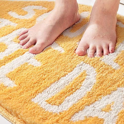 Squeeze The Day | Non-Slip Bath Mat – Lemon Design, Cotton Microfibre 1