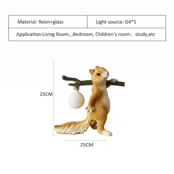 Squirrel Night Light Resin Cartoon Bedside Decor with Warm Ambient Glow