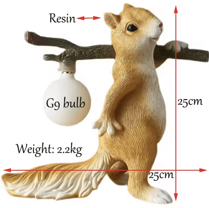 Squirrel Night Light Resin Cartoon Bedside Decor with Warm Ambient Glow