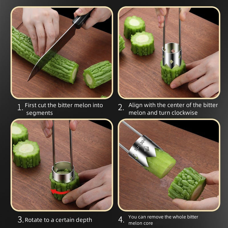 Stainless Steel Fruit Corer Knife | Razor-Sharp Blade with Ergonomic Non-Slip Grip | Fast, Precise Fruit Coring Tool
