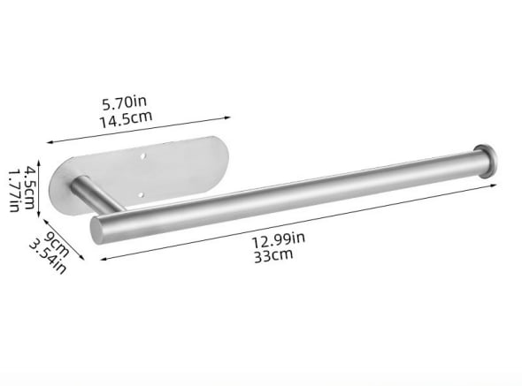 Stainless Steel Paper Towel Holder | Adhesive or Screw Mount Under Cabinet | Rust-Resistant Kitchen Storage Solution