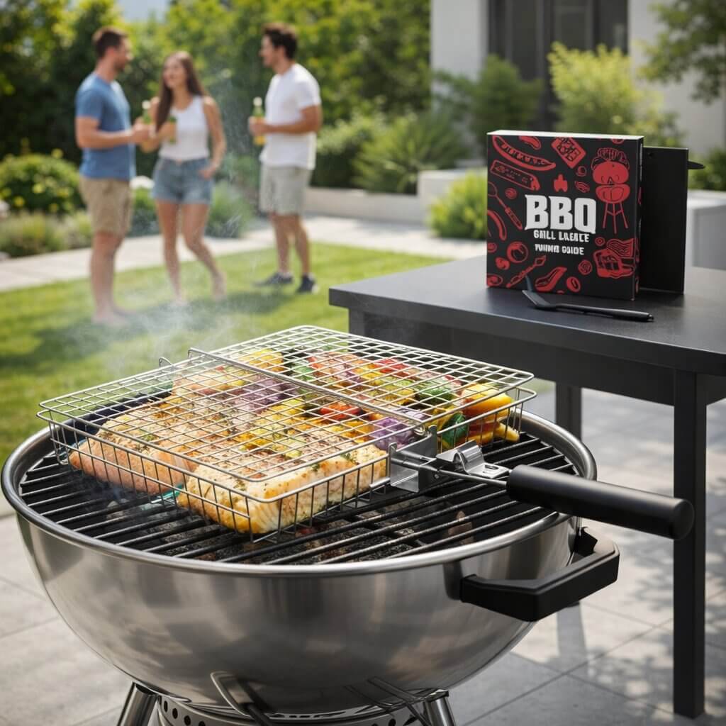 Stainless Steel Grill Basket | Hinged Basket With Long Handle