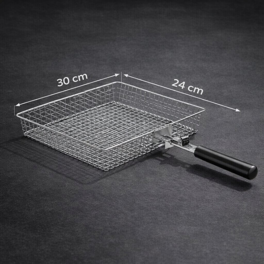 Stainless Steel Grill Basket | Hinged Basket With Long Handle