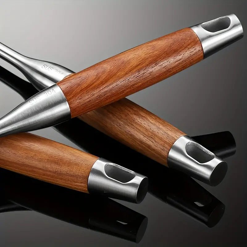 Stainless Steel Kitchen Utensil Set – 6 Piece Ergonomic Wooden Handles