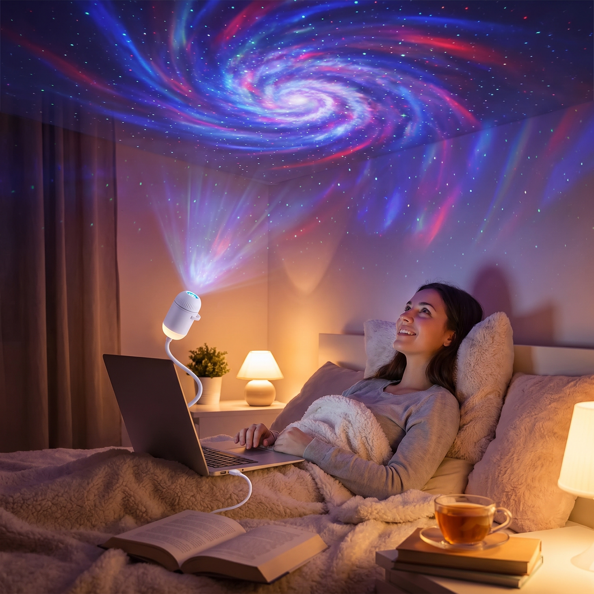 Star Projector Lamp, 24 Projection Scenes, Dual Lighting Modes, USB Powered 1