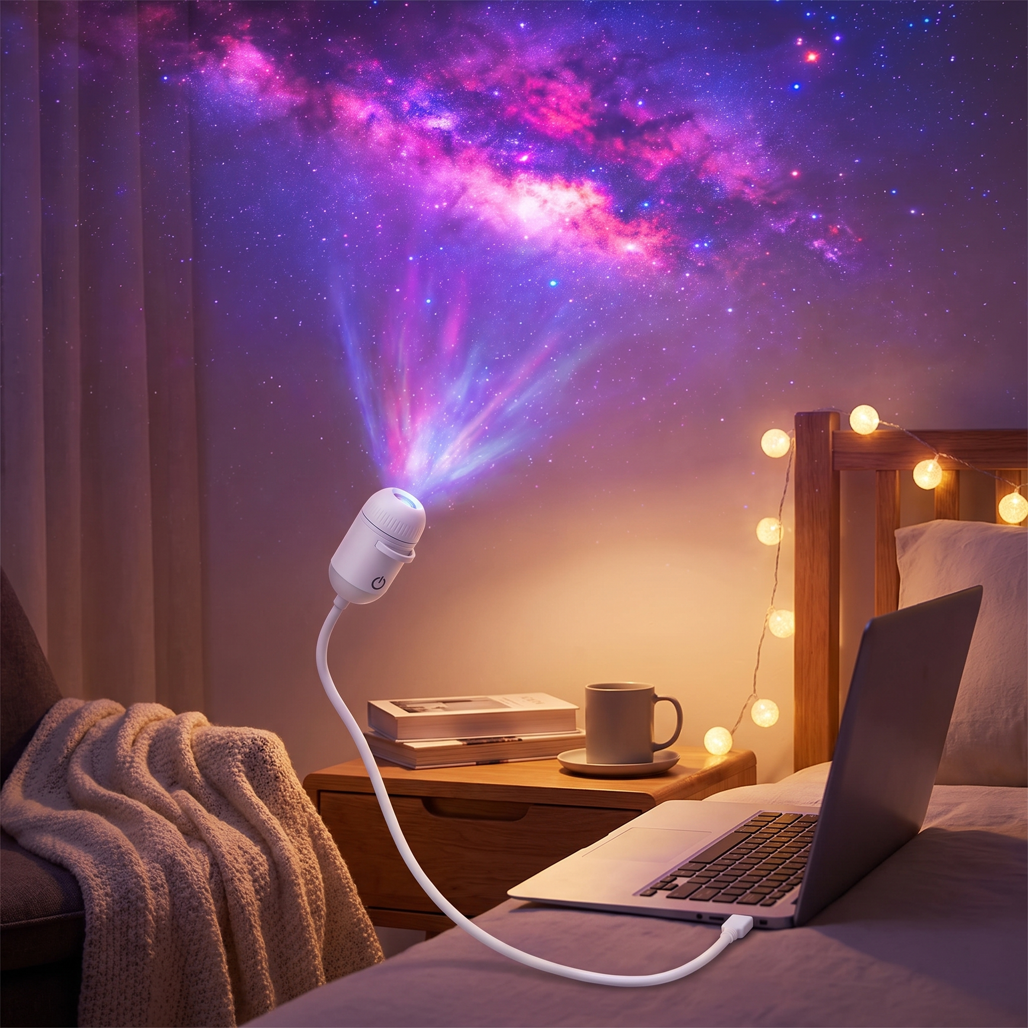 Star Projector Lamp, 24 Projection Scenes, Dual Lighting Modes, USB Powered 2