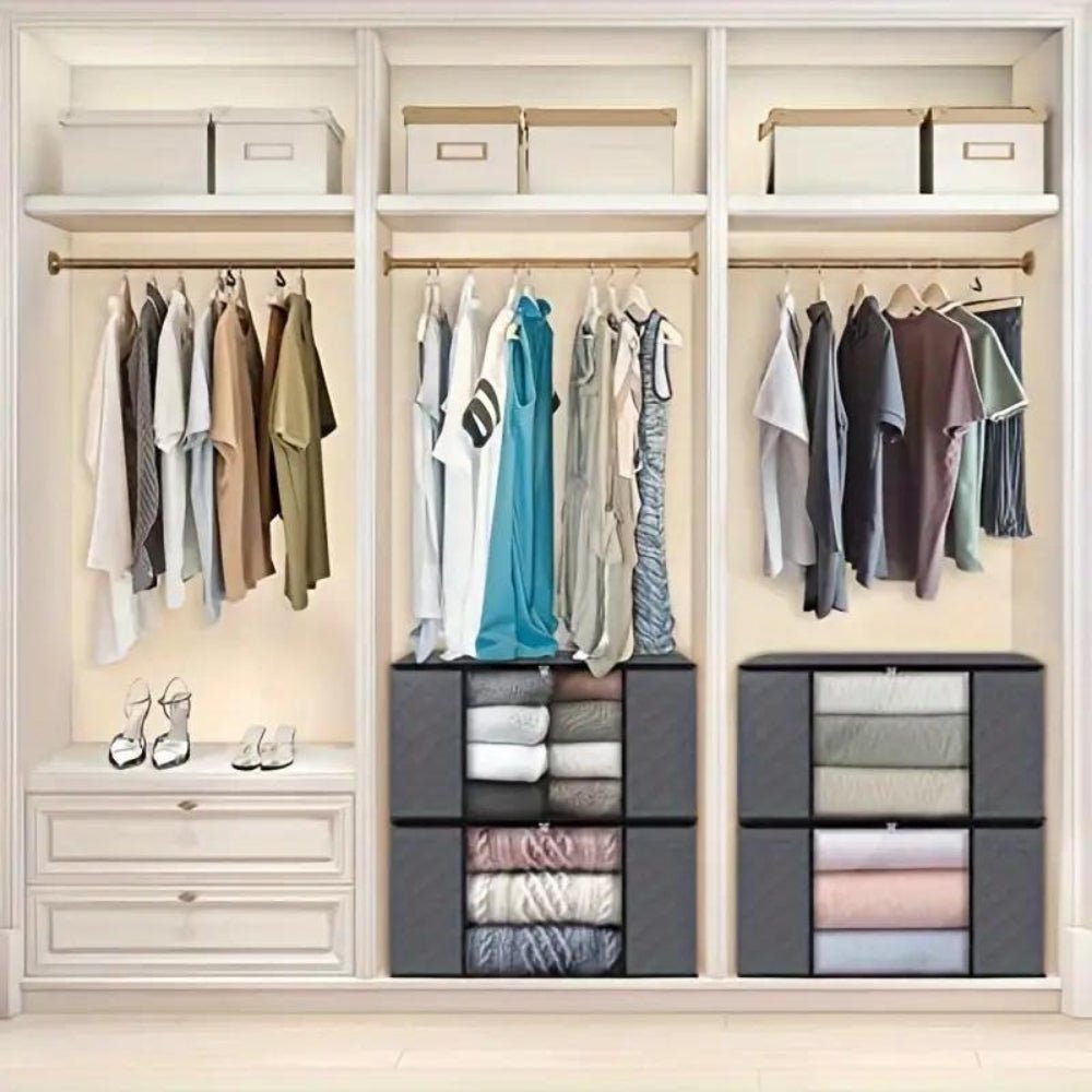 Storage bag – Light gray, made of breathable material with a transparent window, for clothes and blankets in a closet or wardrobe 7