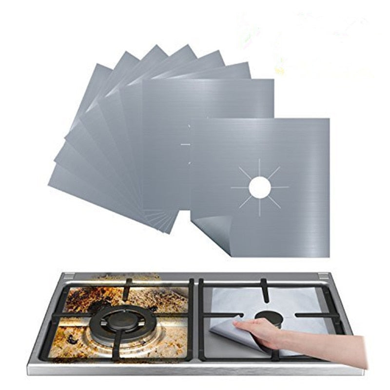 Stove Protector Mat Heat-Resistant Polymer | Cuttable to Fit Any Stove | Reusable 4-Pack Easy-Clean Kitchen Cover