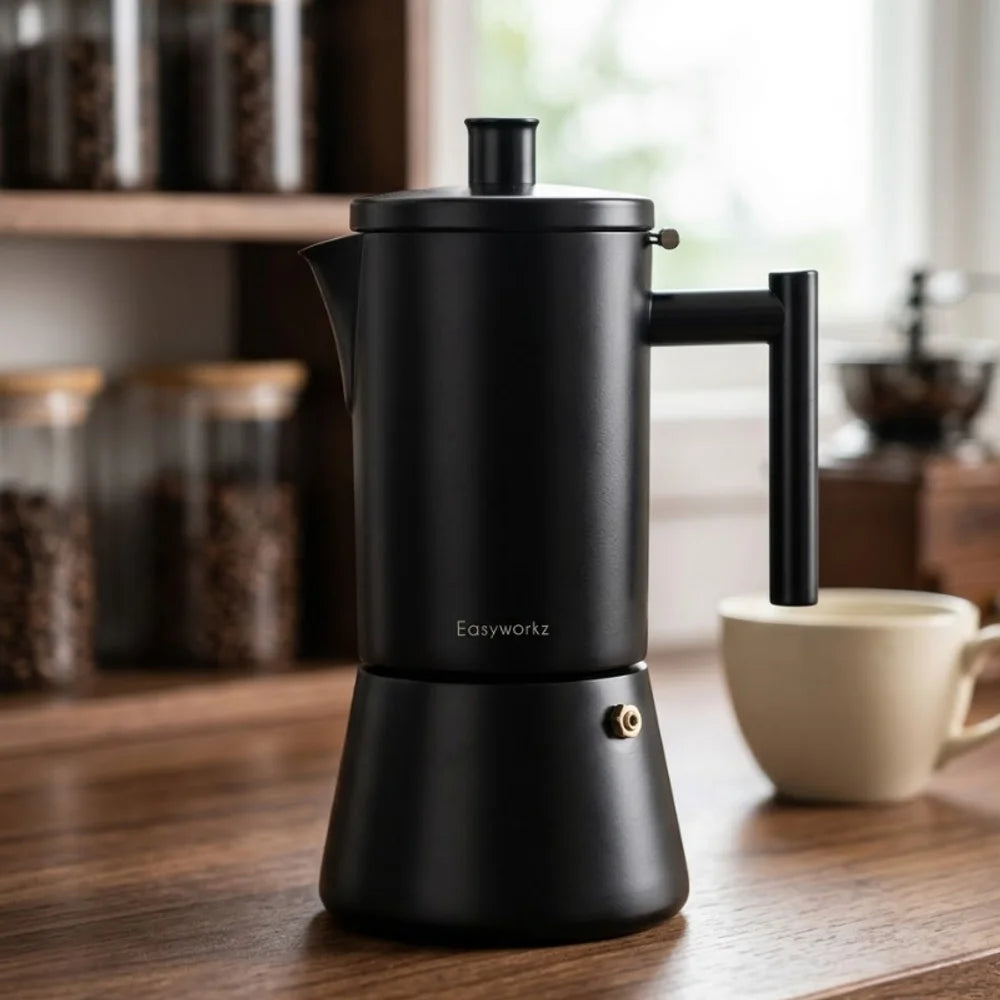 Stovetop Espresso Maker – Stainless Steel Moka Pot for Induction Cooking
