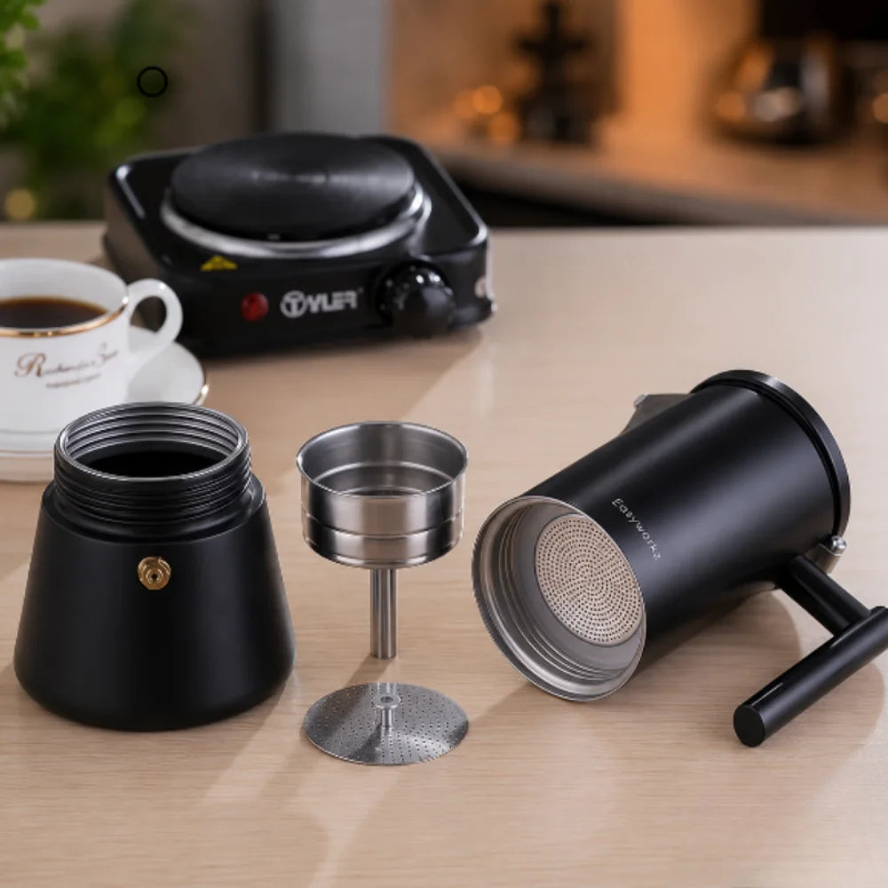 Stovetop Espresso Maker – Stainless Steel Moka Pot for Induction Cooking