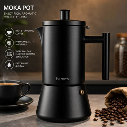 Stovetop Espresso Maker – Stainless Steel Moka Pot for Induction Cooking