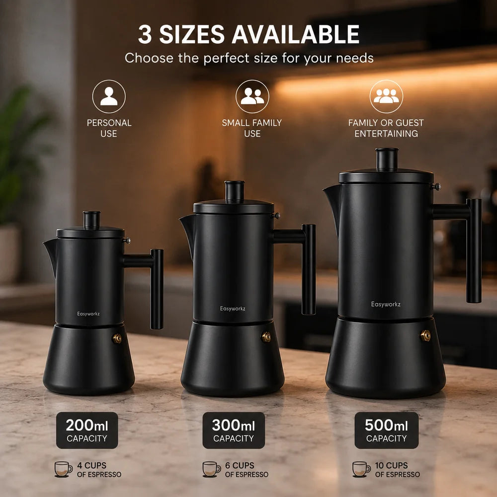 Stovetop Espresso Maker – Stainless Steel Moka Pot for Induction Cooking