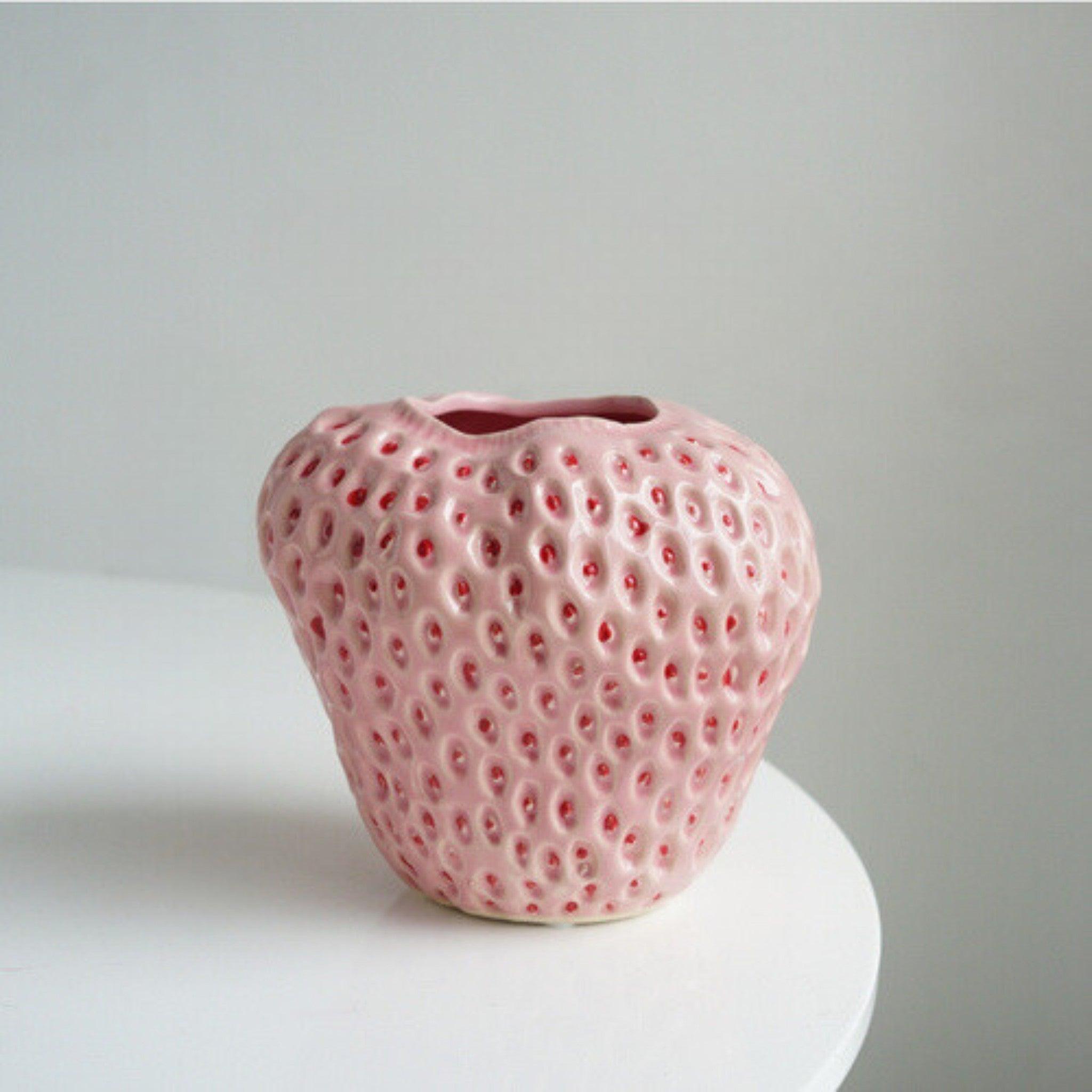 Strawberry Ceramic Decorative Vase For Flowers And Table Decor 0
