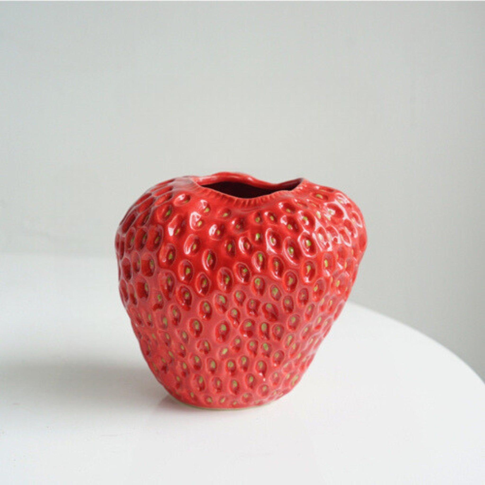 Strawberry Ceramic Decorative Vase For Flowers And Table Decor 11