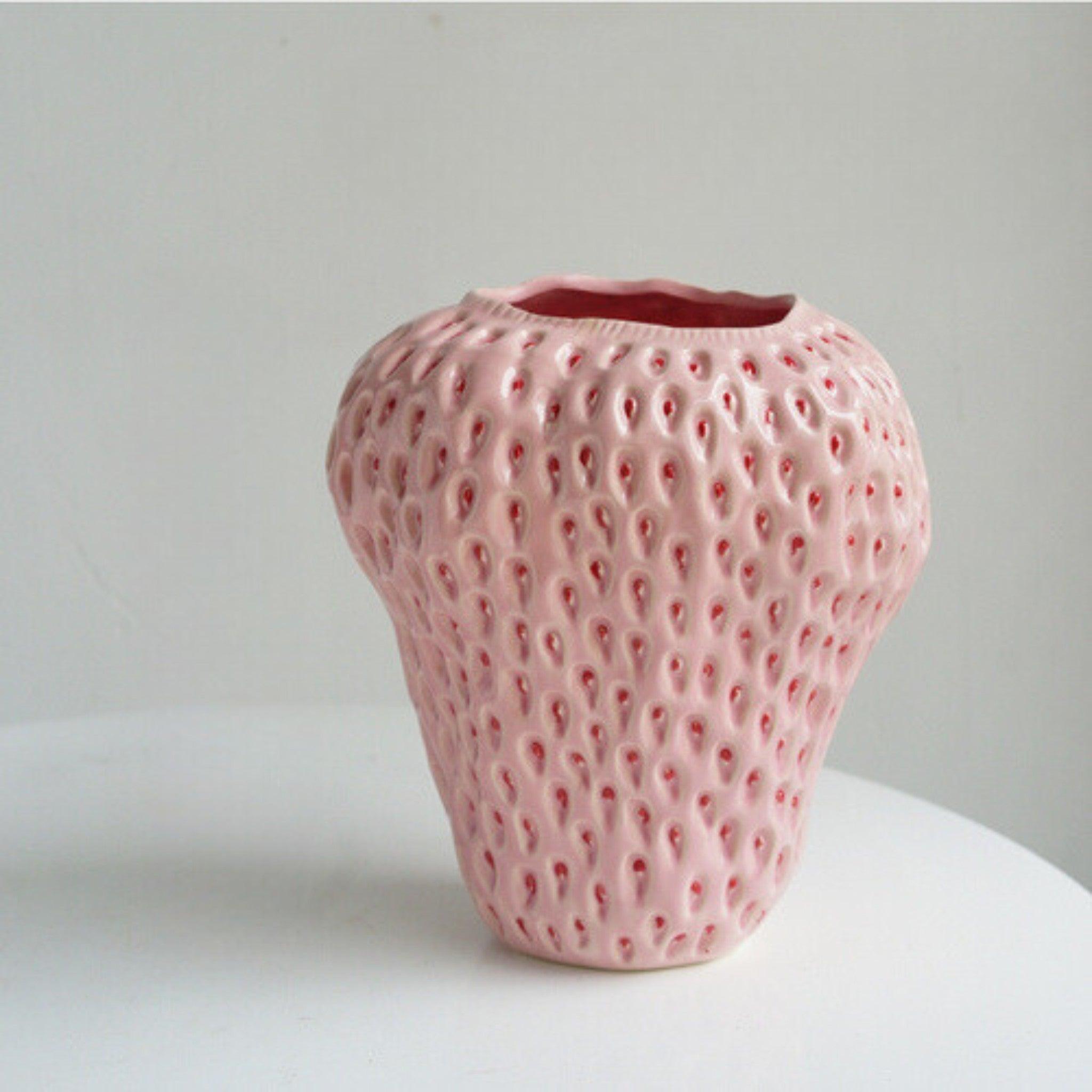 Strawberry Ceramic Decorative Vase For Flowers And Table Decor 12