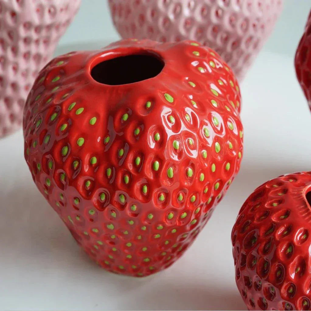 Strawberry Ceramic Decorative Vase For Flowers And Table Decor 2