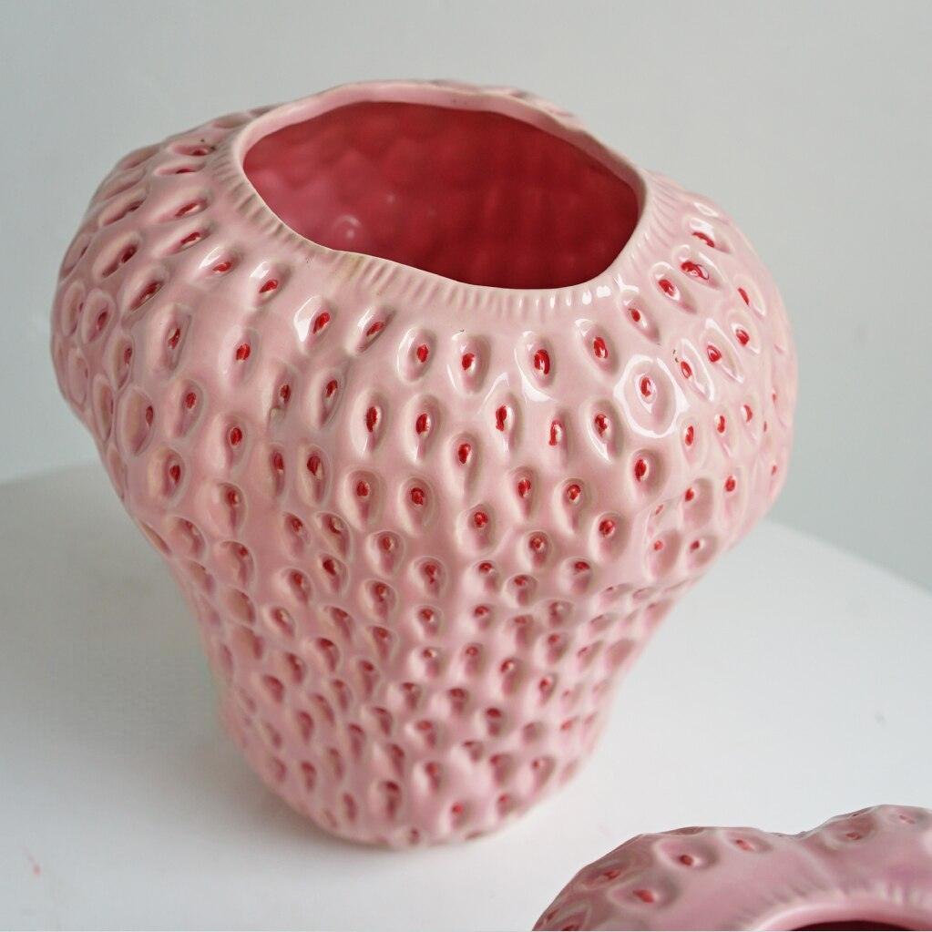 Strawberry Ceramic Decorative Vase For Flowers And Table Decor 3