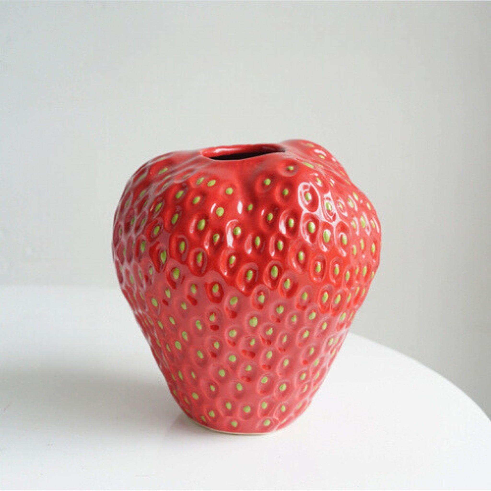 Strawberry Ceramic Decorative Vase For Flowers And Table Decor 9