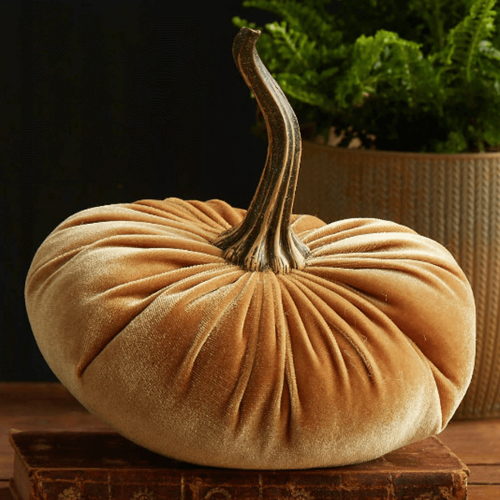 Stuffed Velvet Pumpkin Decoration | Halloween and Autumn Table Décor | Soft Plush Throw Pillow Centrepiece Accent