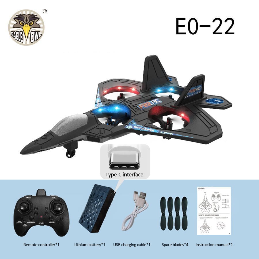 Stunt RC Aeroplane | 360° Flips, One-Key Take-Off & Headless Mode | 2.4GHz Remote Control, 164ft Range, 18-Minute LED Flight
