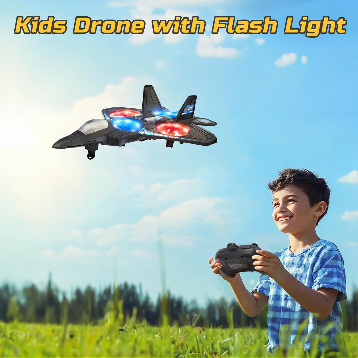 Stunt RC Aeroplane | 360° Flips, One-Key Take-Off & Headless Mode | 2.4GHz Remote Control, 164ft Range, 18-Minute LED Flight