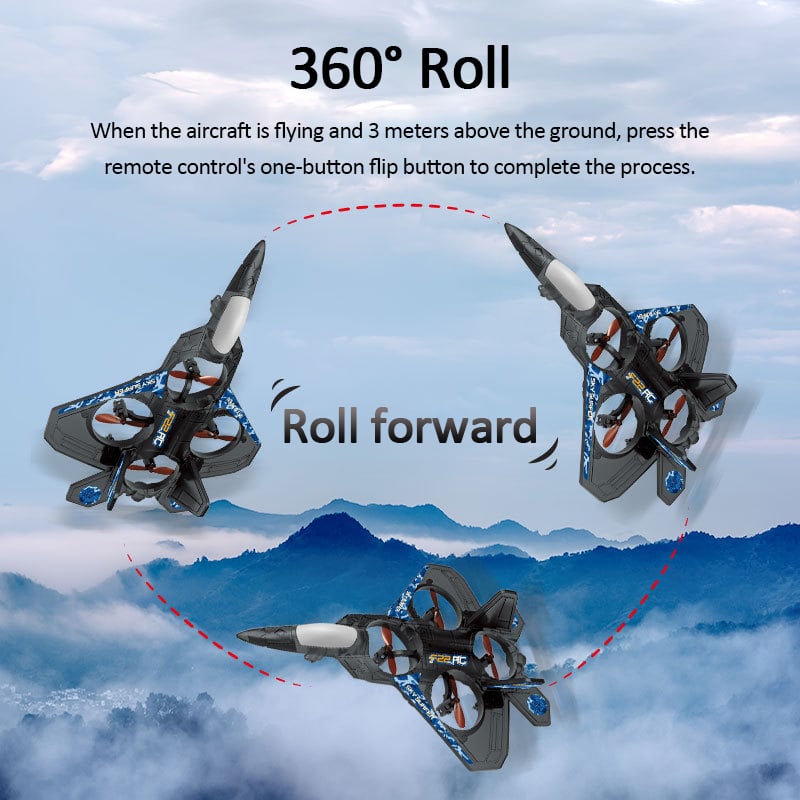 Stunt RC Aeroplane | 360° Flips, One-Key Take-Off & Headless Mode | 2.4GHz Remote Control, 164ft Range, 18-Minute LED Flight