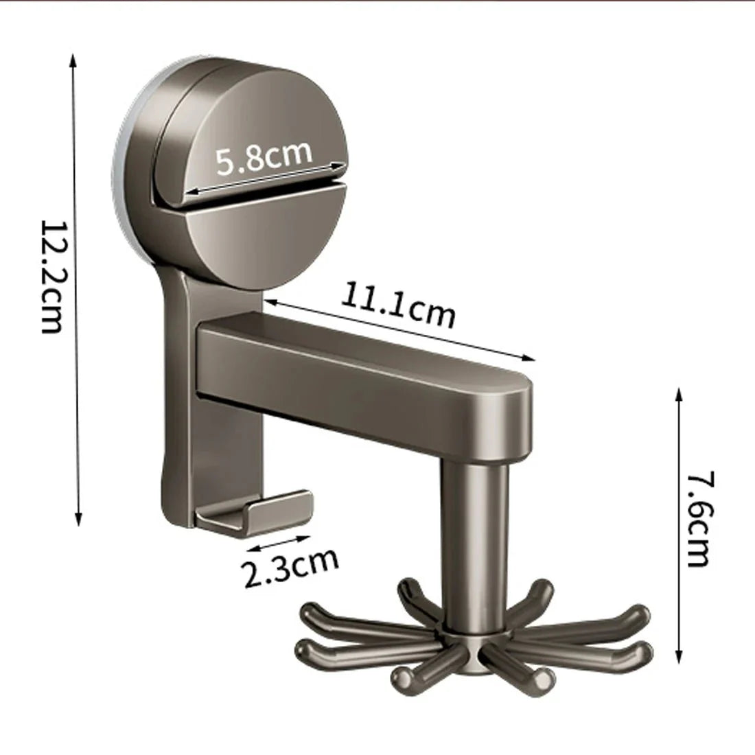 Suction Cup Hooks | Rotating Six Hook Rack With A Clip