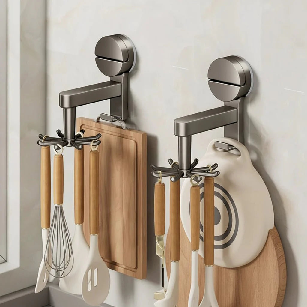 Suction Cup Hooks | Rotating Six Hook Rack With A Clip