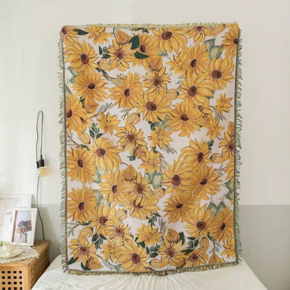 Sun Floral | Lightweight Picnic Blanket – Floral Jacquard Pattern 1