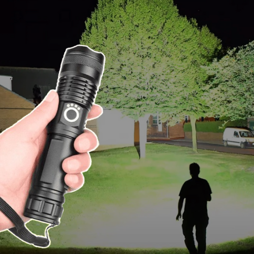 Super-Bright Flashlight – Aluminum, 90,000 Lumens, Waterproof for Outdoor and Adventure Activities 1