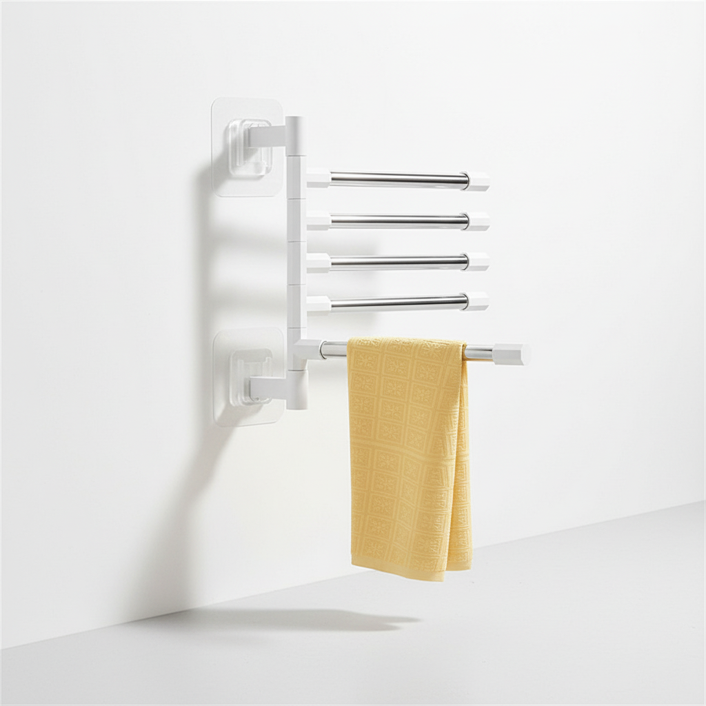 Swivel Towel Rack | Five Swinging Arms, No Drill Fitting