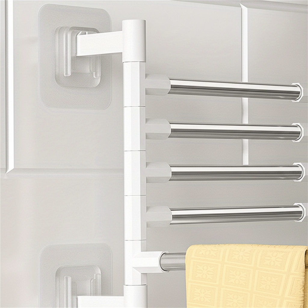 Swivel Towel Rack | Five Swinging Arms, No Drill Fitting