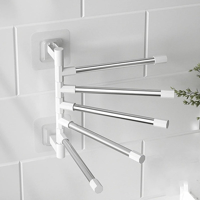 Swivel Towel Rack | Five Swinging Arms, No Drill Fitting