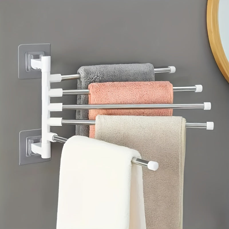 Swivel Towel Rack | Five Swinging Arms, No Drill Fitting