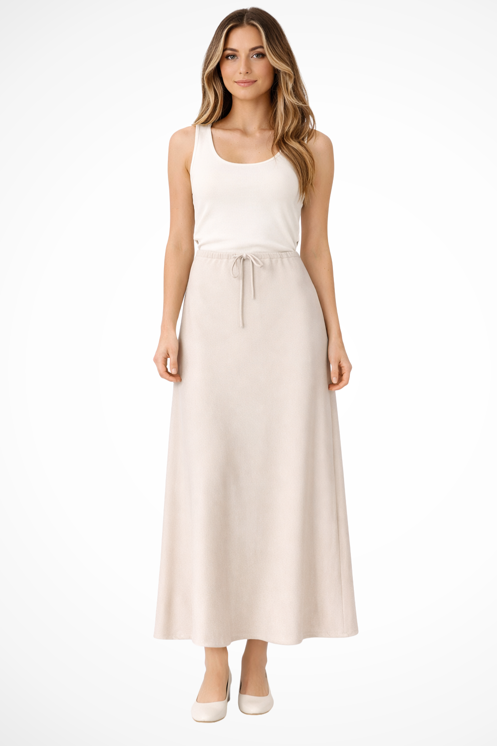 Sylvia | Women's Maxi Skirt – High Waist Satin With Tiered Design 0