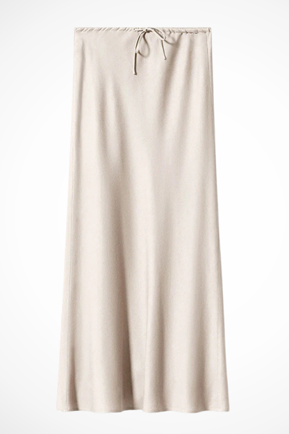 Sylvia | Women's Maxi Skirt – High Waist Satin With Tiered Design 1