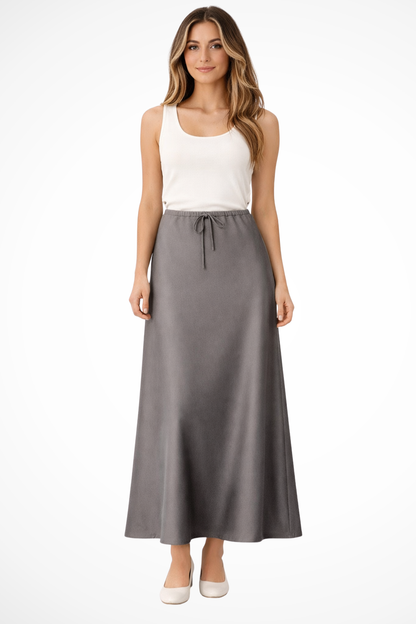 Sylvia | Women's Maxi Skirt – High Waist Satin With Tiered Design 2