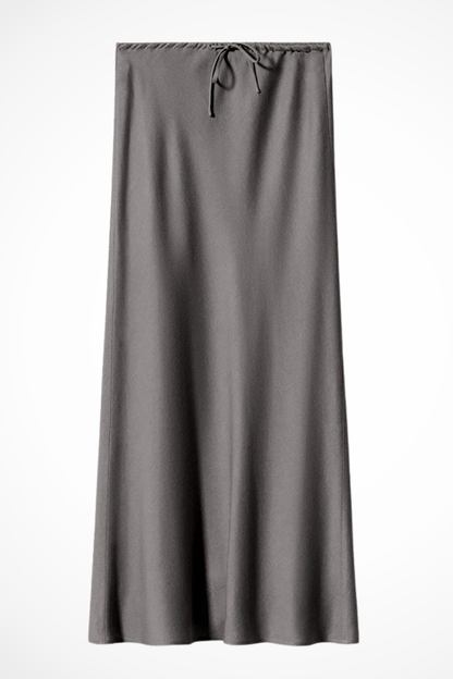 Sylvia | Women's Maxi Skirt – High Waist Satin With Tiered Design 3