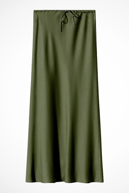 Sylvia | Women's Maxi Skirt – High Waist Satin With Tiered Design 5