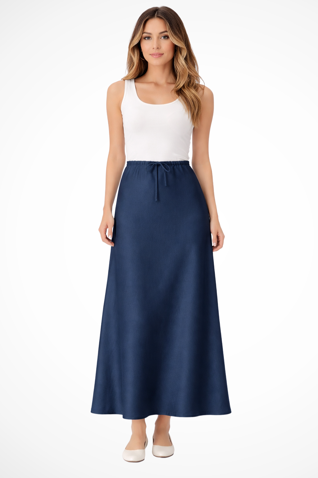 Sylvia | Women's Maxi Skirt – High Waist Satin With Tiered Design 8