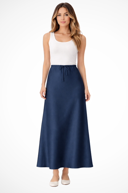 Sylvia | Women's Maxi Skirt – High Waist Satin With Tiered Design 8