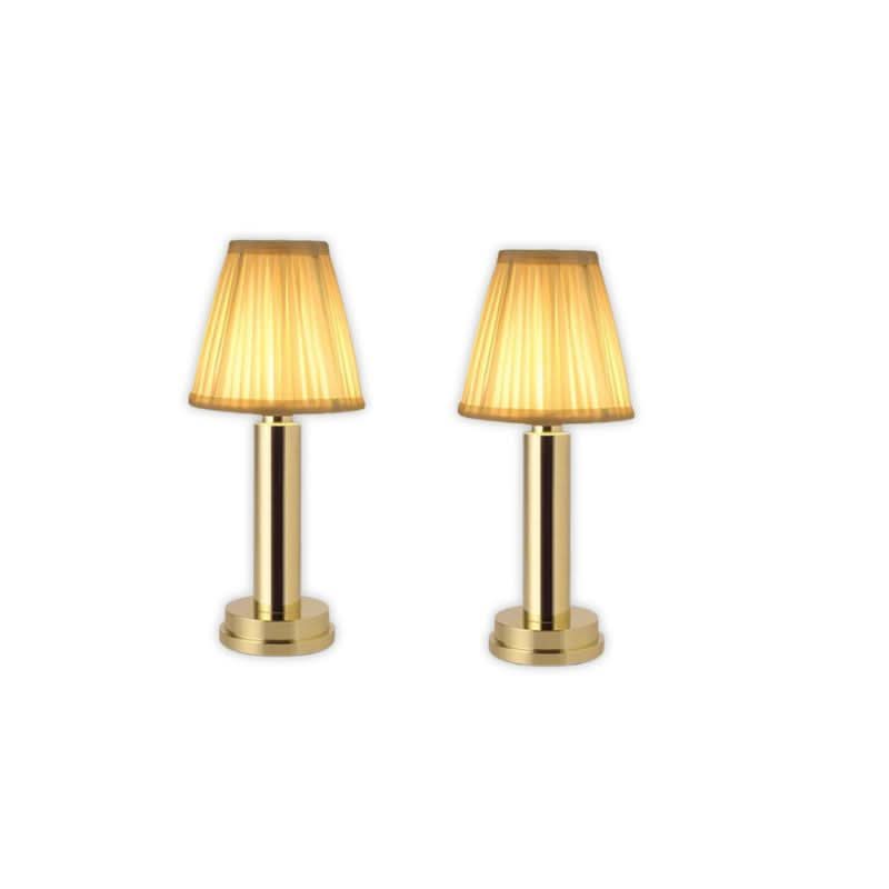 Table Lamp USB Rechargeable Aluminum Fabric Shade Bedside Lamp 0