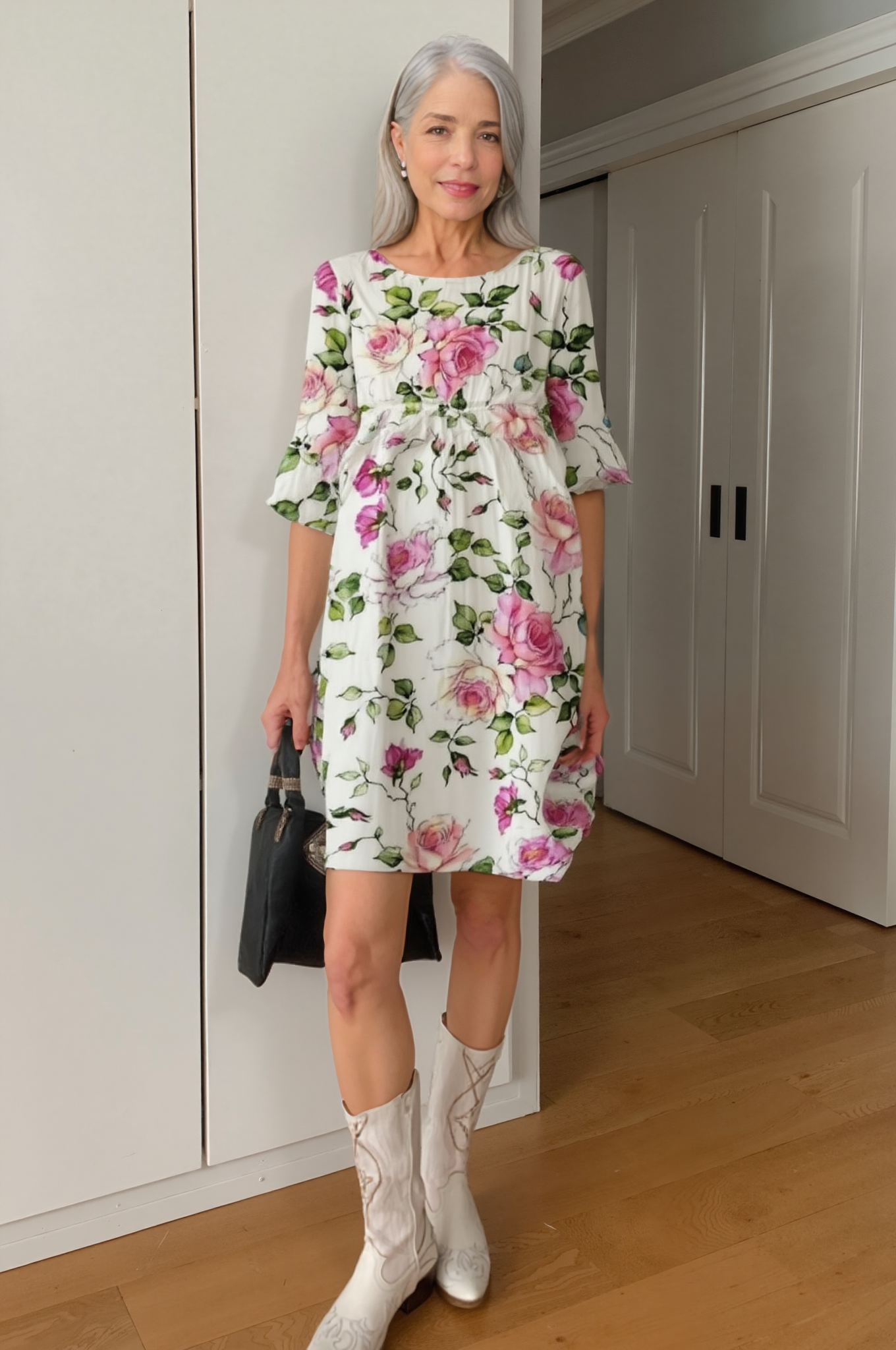 Floral Elegance | Women's A-Line Maxi Dress with Long Sleeves - Lightweight Comfort for Every Occasion 2